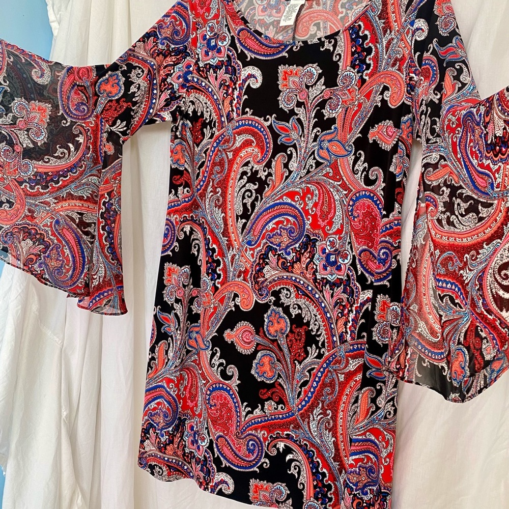 MSK Women Sheer Bell Sleeve Dress